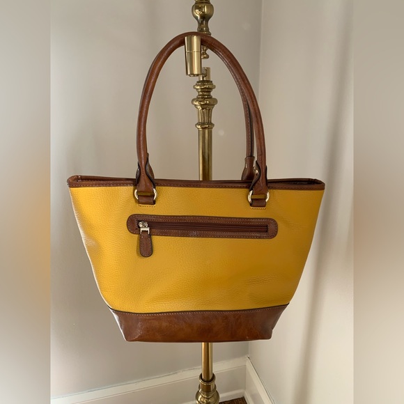 Ann Klein Lion Logo Burnt Yellow & Brown Handbag *Excellent Condition* - Picture 2 of 8